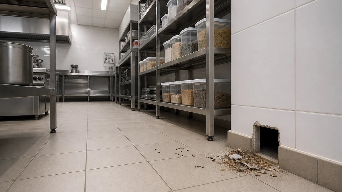 Cocina escolar vacía y ordenada durante una revisión previa a la reapertura